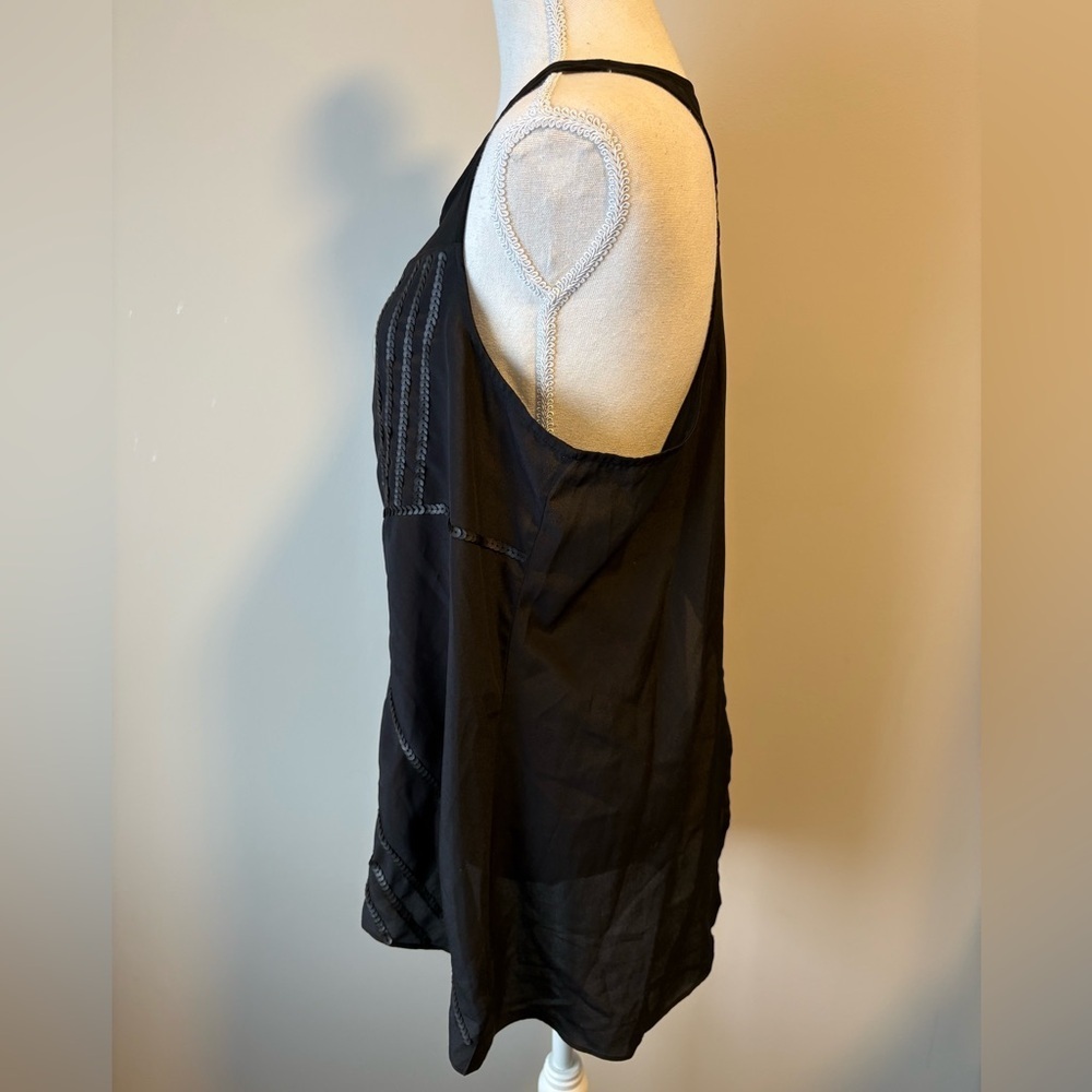 Gentle Fawn Black Sheer Sequin Racerback Tank Top | Size Large - Picture 3 of 10